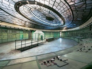 Reginald Van de Velde, from the Tomorrow Never Knows series, 2012. Art Deco control room of a defunct thermal power plant in Eastern Europe. The glass roof was an easy target during WWII, hence the construction of an indoor shelter for employees. Luckily it survived the raids and is here to stay, forever more.