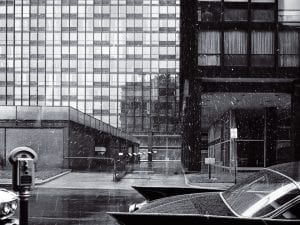 Balthazar Korab (Hungarian, 1926-2013). <i>860-880 Lake Shore Drive Apartments,</i> Chicago, IL, 1960. Chromogenic print with metallic paper base, 11 x 11 inches. Courtesy Korab Image, Christian Korab, Minnesota. © 2018 Korab Image, Christian Korab, Minnesota.