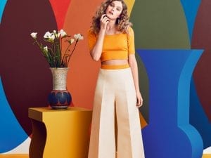 Spring Layering Trends for Refinery29 shot by JUCO – collaboration with artist Kat and Roger on the set design. Pedestals created by Canoe Los Angeles. Styled by Emily Holland, Hair by Michael Long, make up by Mia Yang, Set design and props by Kat Cutter and Roger Lee, model Elizabeth Havird.